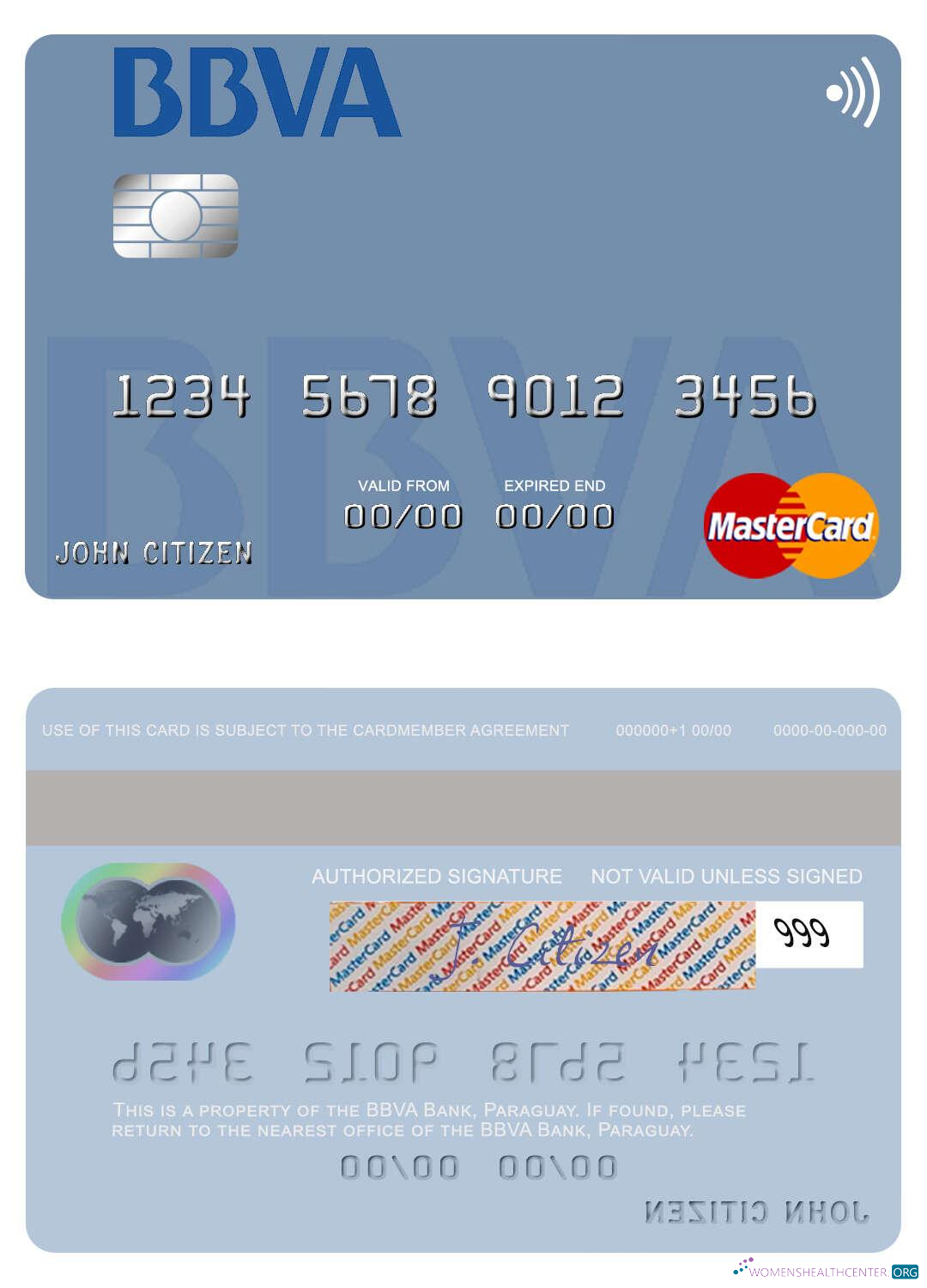 Download Paraguay Banco BBVA Bank mastercard Photoshop template
